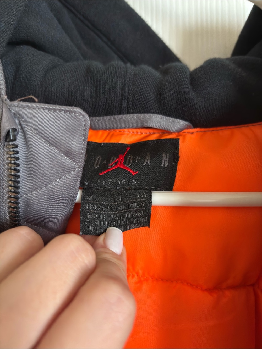Jordan Gray Bomber Jacket with Orange Lining - Picture 2 of 5